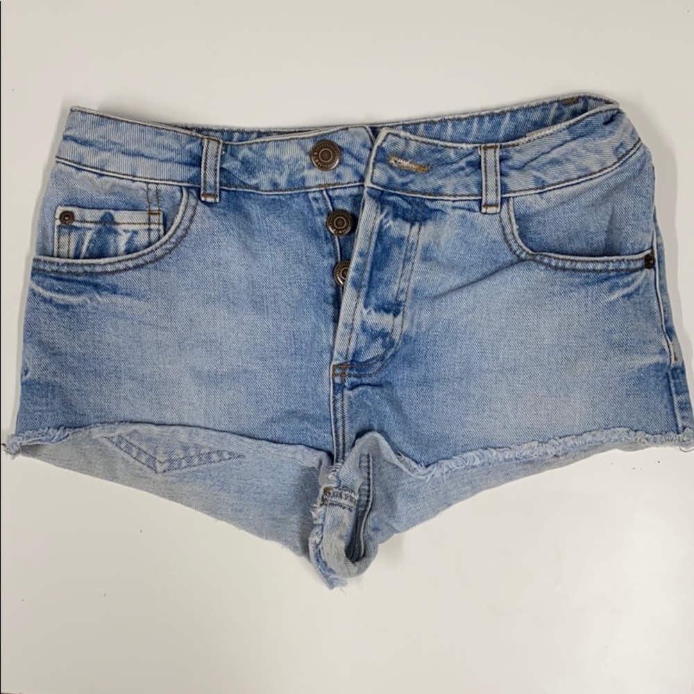 Topshop Denim Moto Shorts 28